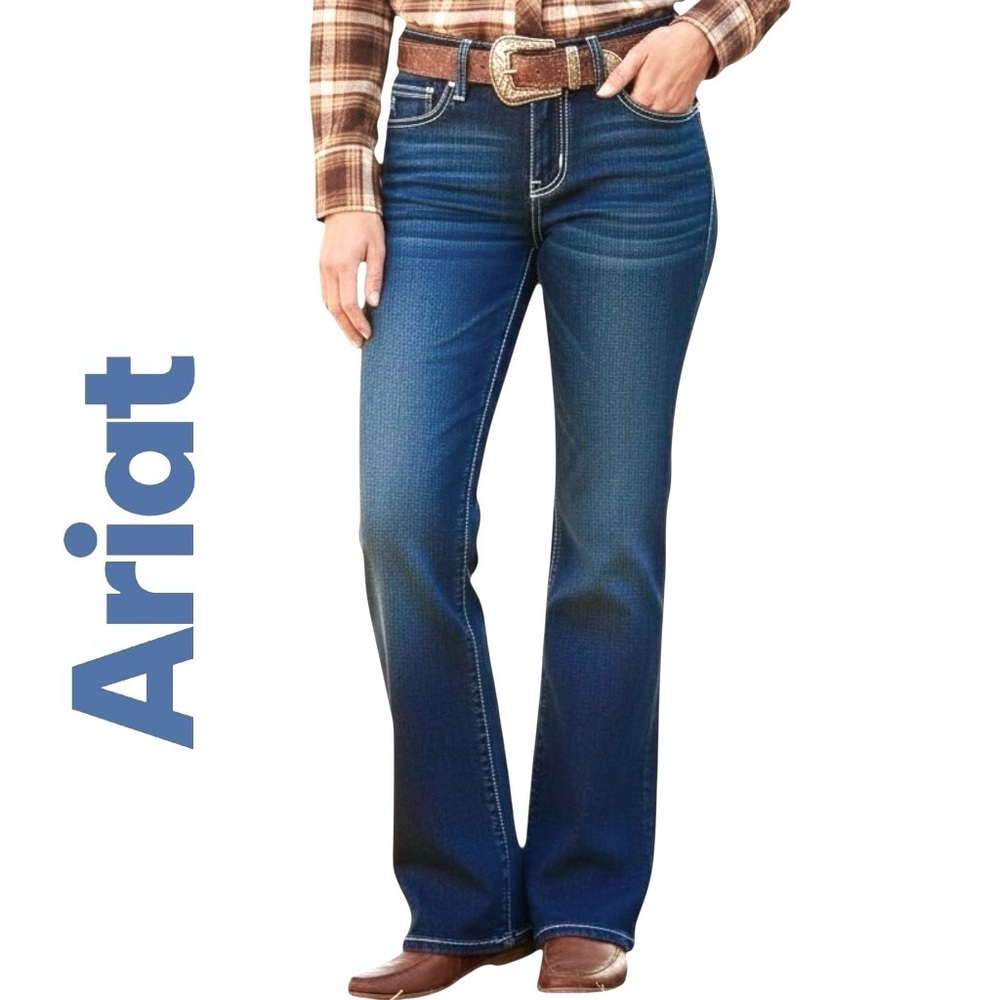 Ariat Jeans Women's 30S Trouser Mid Rise Blue Angela Trouser Wide Leg